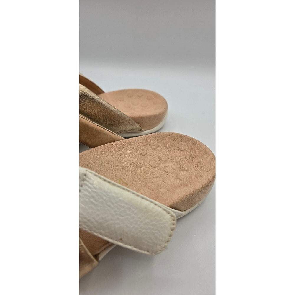 Vionic Hadlie Women's Sandals 8 White Gold Patent Leather Orthotic Slide Comfort - Picture 13 of 13